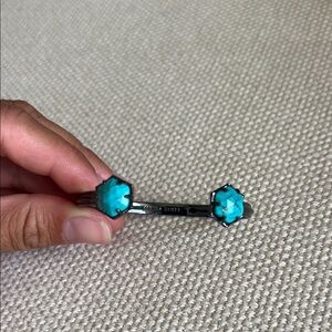 Kendra Scott Teal Stone Open Cuff in Gunmental